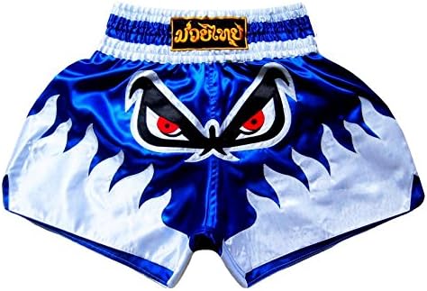 001610 Muay Thai Kick Boxing Shorts Trunks Pants Blue Size M Satin No Fear
