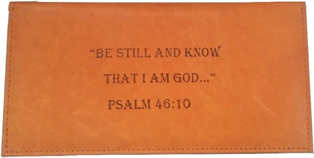 Men's Women's Christian BE STILL KNOW I'M GOD Brown Tan Black GENUINE LEATHER Checkbook Cover Wallet