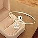 Yonisun Lady Crystal Double Heart Open Bangles Bracelet for Holiday Party