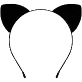 Parma77 Cat Ears Headband, Black Cat Ears Cat Costumes for Adult Women Fancy Cosplay Dress up, Black Cat Halloween Costume Accessories for Women