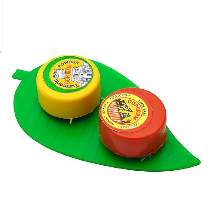 GOPURAM kumkum/Turmeric Powder Leaf Shape Combo Set Large (Pack of 50