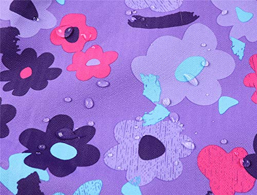 Jingle Bongala Kids' Boys' Girls' Outdoor Waterproof Fleece Jacket with Hood Coat Climbing Hiking Windbreaker-PurpleFloral-120