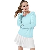 CHALLMOTI Girl's Rash Guard Swim Shirts Sun Shirt Hoodie UV Protection Long Sleeve Tops Quick Dry Lightweight UPF 50+