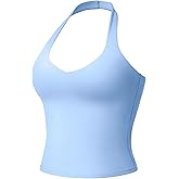 YEOREO Aherin Women Halter Tank Tops Not Padded Cami Open Back Slim Fit Fitness Y2K Going Out Crop Top