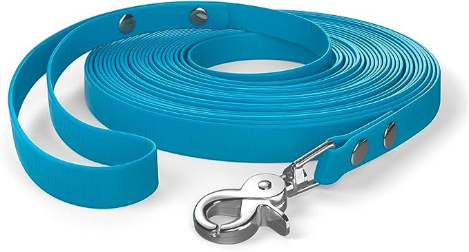 10m drag leash, dog leash, hand loop, cyan-blue, very sturdy, dirt and water repellent