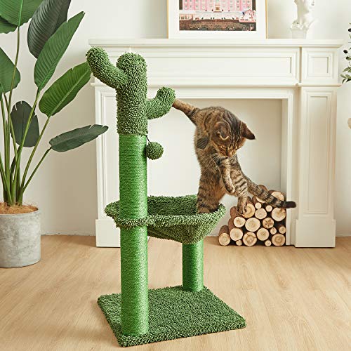 Catinsider 35 Inches Cactus Cat Tree with Hammock and Full Wrapped