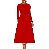 Kaximil Women's Long Sleeve Corset A Line Maxi Dress Ruffle Ruched Waist Flowy Long Dress