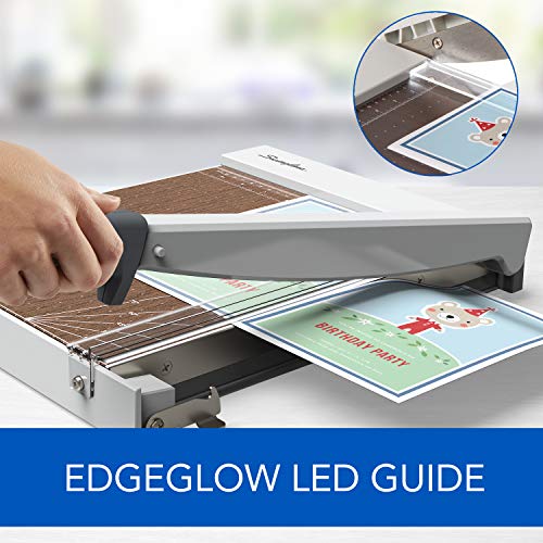 Swingline Paper Cutter, Guillotine Trimmer with EdgeGlow LED Cut Guide and Solid Wood Surface