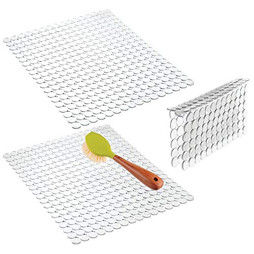 mDesign Kitchen Sink Dish Drying Mat/Grid Soft Plastic Sink Protector
