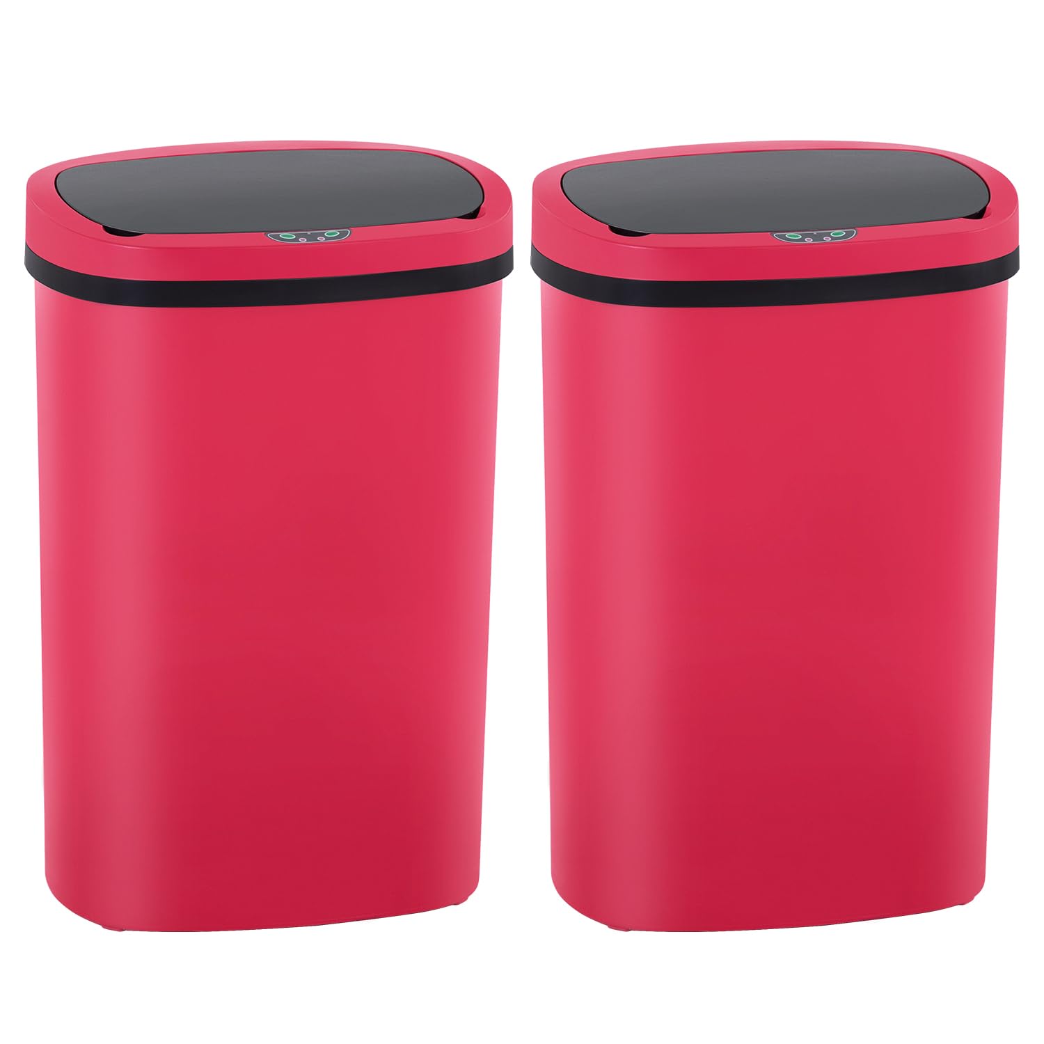 PayLessHere | 13 Gallon Plastic Trash Can | Red | Automatic Touchless Lid with Motion Sensor | Kitchen Garbage Can with Waterproof Design | for Home, Office, Bathroom | Pack of 2