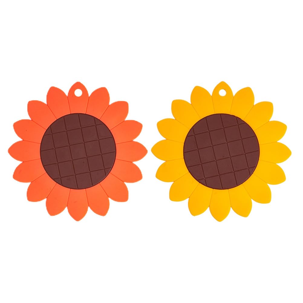 TOPBATHY Fashion Coaster Set of 2 Sunflower Potholder Decorative Table Mats Heat Resistant Non-skid Random Color