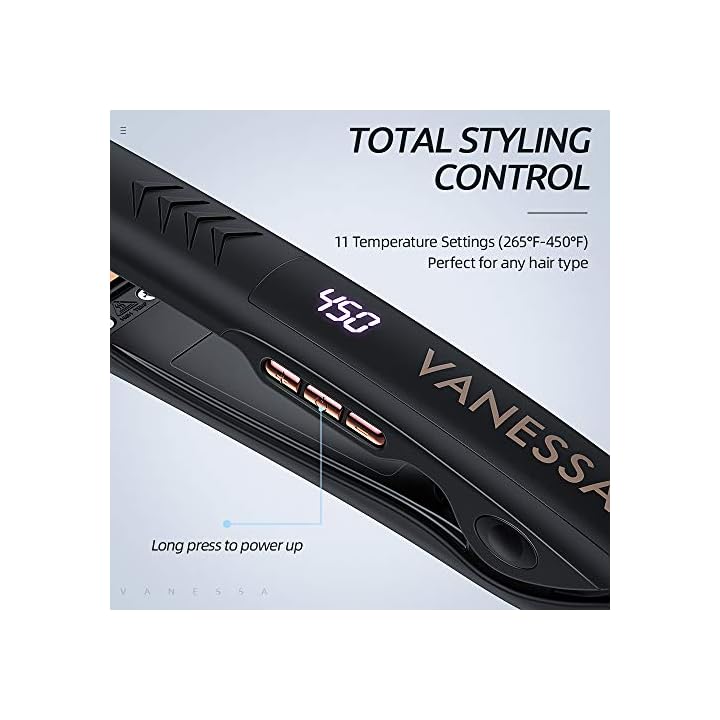 VANESSA PRO Flat Iron Hair Straightener, 100 Pure Titanium Flat Iron