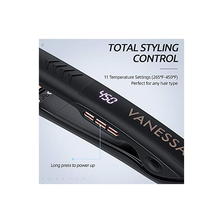 VANESSA PRO Flat Iron Hair Straightener, 100 Pure Titanium Flat Iron