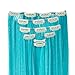 SWACC 7 Pcs Full Head Party Highlights Clip on in Hair Extensions Colored Hair Streak Synthetic Hairpieces (22-Inch Straight, Teal Blue)thumb 3