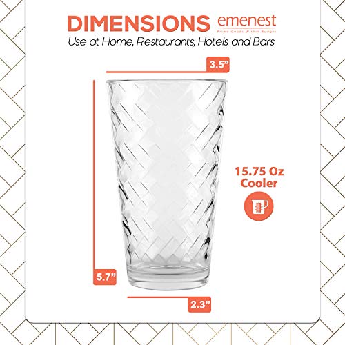 Clear Drinking Glasses Set of 8 | Real Glassware with Heavy Base | 8 Highball Drinkware Tumbler Set For Water, Whiskey, Cocktails | Best Kitchen Gift - Thumbnail 3