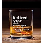 NeeNoNex Retired Definition Whiskey Glass Funny and Great Retirement Gift for Coworkers Boss Mom Dad Funny Dictionary Definition