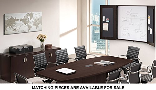 8ft - 26ft Modern Boat Shaped Conference Room Table with Cube Bases, Meeting Boardroom, Office Space (10ft w/ 2 Power Modules, Espresso)
