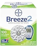 Bayer Breeze2 Blood Glucose, 100 Test Strips, Health Care Stuffs