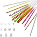 Tinksky 12 Sizes Colorful Plastic Carpet Crochet Hooks Knitting Needles 3.5mm to 12.0mm with Cable
