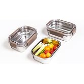 LocknLock Stainless Steel Food Storage Containers with Lids, Metal Lunch Boxes, Leak-Proof, Microwave, Freezer and Dishwasher Safe, 3-Piece Set, 3 x 310ml