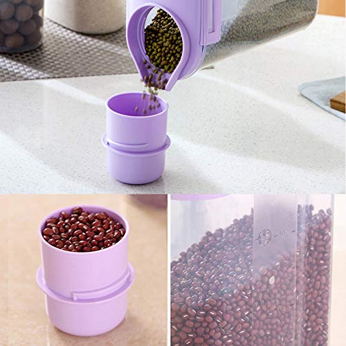 Cereal Container Food Storage Containers with Airtight Design Pour Spout Measuring Cup BPA-Free Dry Food Cereal Dispenser for Flour Rice Snacks Dog Food Container (1 Pack Purple)