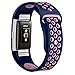 Wepro Replacement Bands for Fitbit Charge 2, Pack of 3 Charge2 Strap Bands with Air Holes, Small, Blue Pink