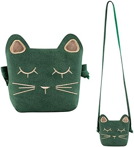 Deoot Little Girls Purses Green Cute Cat Shoulder Crossbody Bag for Kids,Toddler,Girls