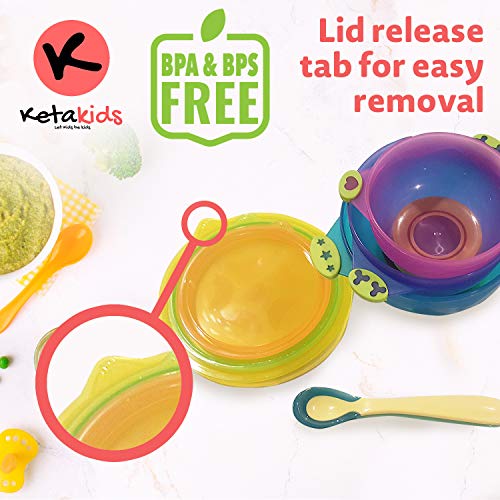 image for Ketakids Baby Bowls for Toddlers - 3 Size Spill Proof Stackable to go 