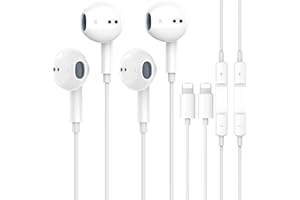 NILONE 2 Pack-Wired Headphones for iPhone 14 Pro Earbuds with Lighing Aux Jack in Ear Earphones Noise Reduction Built-in Mic & Volume Control Support for iPhone 14 Pro Max/14/13/12/11/XR/XS/X/8/7