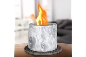 CFGROW Tabletop Fire Pit, Portable Indoor Outdoor Marble Alcohol Fireplace, Fire Bowl Clean Burning Bio Ethanol Ventless Fireplace, Mini Fire Pit Clean Burning Real Flame for Patio Balcony