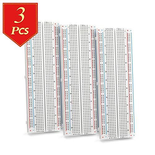 Chanzon 3 pcs Breadboard with 830 Tie Points (MB-102) Solderless Prototype Kit Universal PCB Bread Board Plus 2 Power Rail and Adhesive Back for Small DIY Kits Arduino Proto Raspberry rasp Pi Project - Thumbnail 6