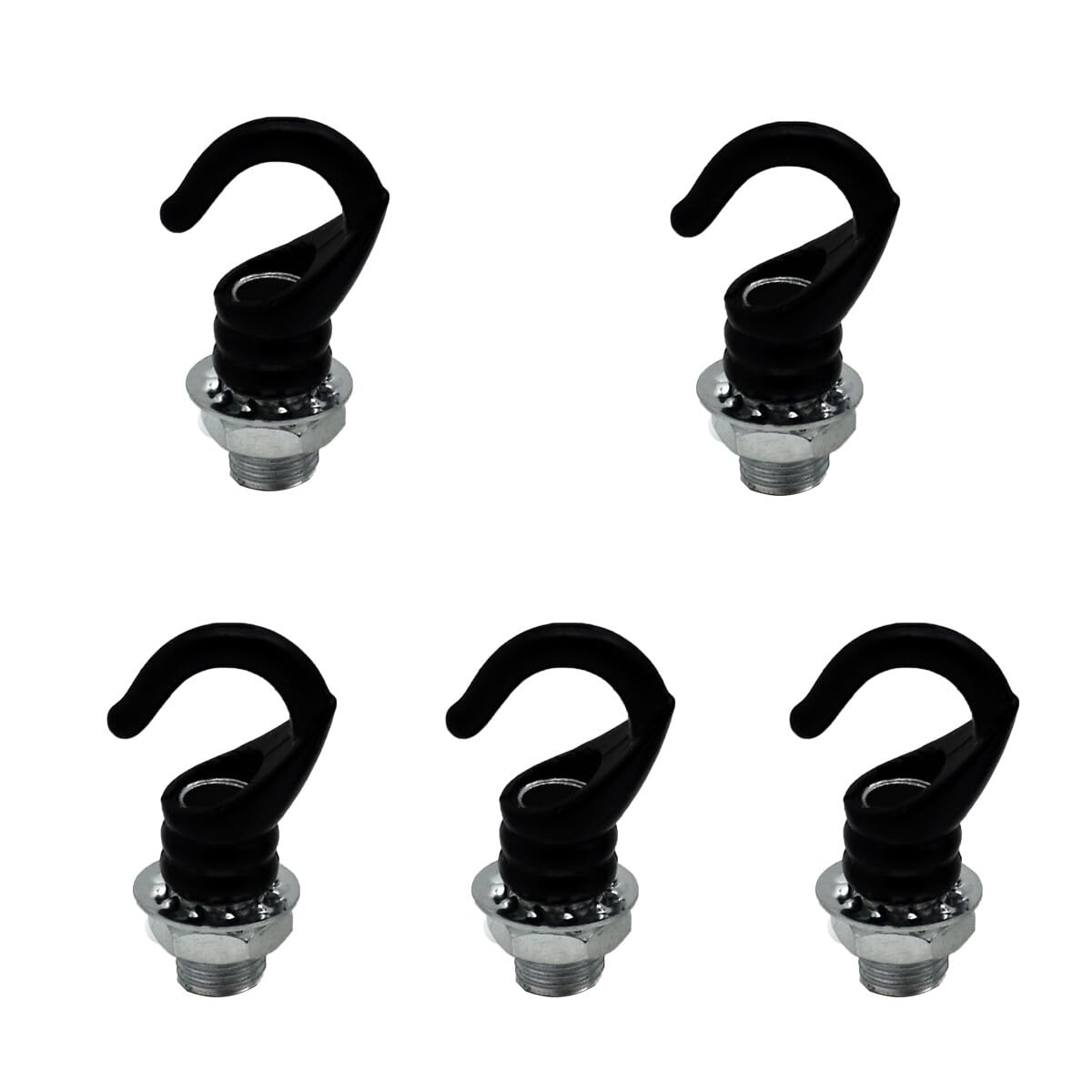 LEDSone 5PCS Mini Ceiling Hook Antique Carving Safety Buckle Design Q-Hanger M10 Screw and Nut Hook Ring 10mm Cord Grip Mount Ceiling Rose Hooks (Hook, Black)