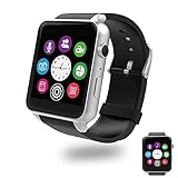 Evershop Bluetooth Smart Watch with Dual Card Slot and HD Camera, Smart Watches with Heart Rate Monitor Touch Screen Bluetooth Sports Wrist Watch Phone for Android and IOS (Silver)