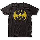 Iron Fist - Mens Distressed Logo Fitted Jersey T-Shirt, Size: X-Large, Color: Black