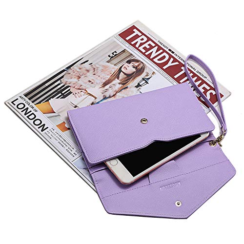 Krosslon Rfid Passport Holder Wristlet Travel Wallet Trifold Documents Organizer Slim Purse, Fit US UK CA Passport Cover Traveling Accessories for Women, Lavender Purple(212#)
