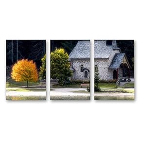 Canvas Wall Art Beautiful Scenery with Turquoise Lake, Forest and Mountains Painting Artwork for Home Prints Framed - 16"x24" x 3 Panels