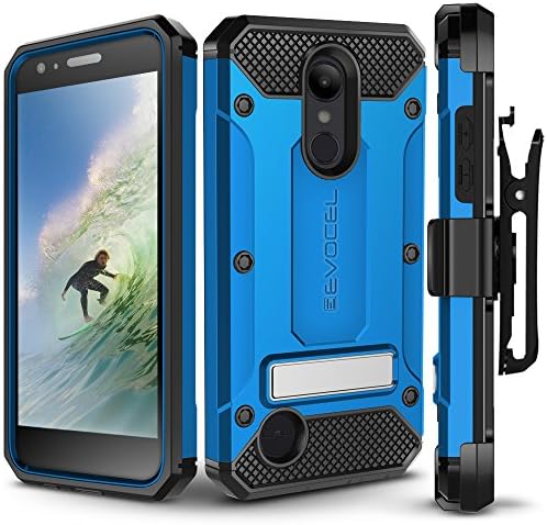 LG Aristo 2/ Aristo 2 Plus/Tribute Dynasty/Fortune 2/ Rebel 3 Case, Evocel [Explorer Series Pro] Premium Case w/Tempered Glass, Belt Clip, Kickstand for K8+/ Phoenix 3/ LG Zone 4, Blue