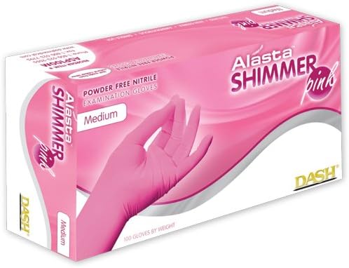 DASH Alasta Pink Shimmer Nitrile Exam Gloves (Small)
