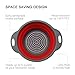 TANSUNG Collapsible Colander, 2 Pack Collapsible Colanders and Strainers with Handle Food-Grade Silicone kitchen Strainer Space-Saver for Draining Pasta, Vegetable and fruit, Red