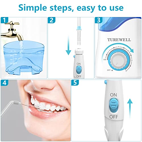 TUREWELL Water Dental Flosser for Teeth/Braces, Water Teeth Cleaner