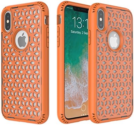 iPhone X Case, Zisure [FENCER] Clear Durable Shockproof Rubber and PC Cases for iPhone X - ORANGE