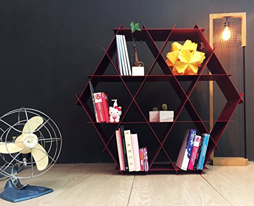 Floating hexagon shelves, wall shelves, white standing shelf or wall shelf, Metal Ruche shelving unit Size L - Thumbnail 6