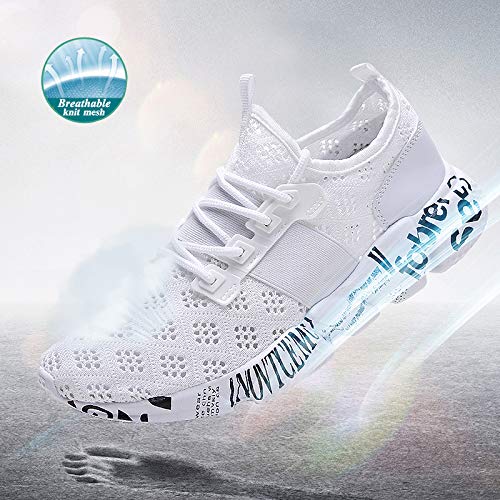Wander G Men's Lightweight Breathable Mesh Street Sport Walking Shoes Casual Sneakers for Sports Gym Walking(43,White)