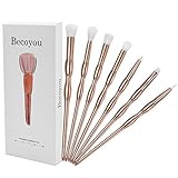Becoyou Professional Makeup Brushes, 7 Pieces Eye Makeup Brushes with Gourd Shape Handle for Powder Foundation Eyeshadow Eyebrow Eyeliner Blending Cosmetics Brush, Gold