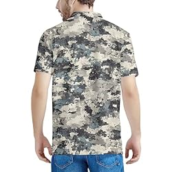 HUGS IDEA Colorful Camo Men's Golf Shirts Dry Fit