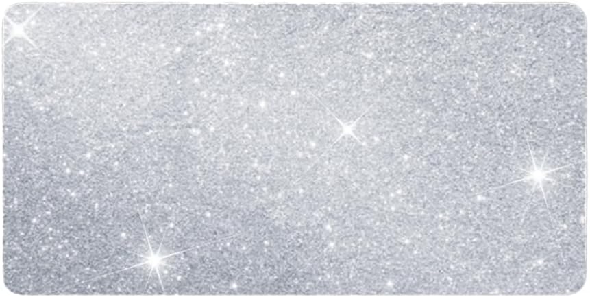 Photo 1 of Large Silver Glitter Mouse Pad for Women - Diamond Bling Desk Accessory, Non-Slip Rubber Base, Large Gaming Mousepad for Laptop, 15.7x31.5 inch