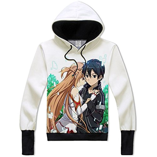 Cartoon Sword Art Online Asuna Yuuki Kirito Hoodie Hoody Coat Women Men Teens