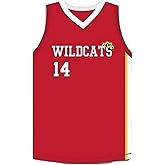 Zac E Troy Bolton 14 East High School Wildcats Claws Red Stitch Basketball Jersey (38)