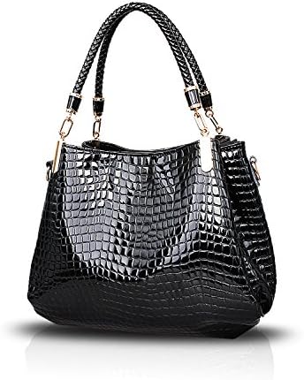 Sunas New crocodiles pattern women handbags fashion shoulder Messenger bag Two pieces sethandbag + wallet?black?