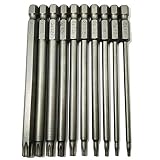 LEROM 10 Pieces Torx Security Head Screwdriver Drill Set T6 T7 T8 T10 T15 T20 T25 T27 T30 T40 Torx Bits 1/4 Inch Magnetic Hex Shank 4 Inch Length S2 Steel Tamper Proof Star Screwdriver Bits Tools